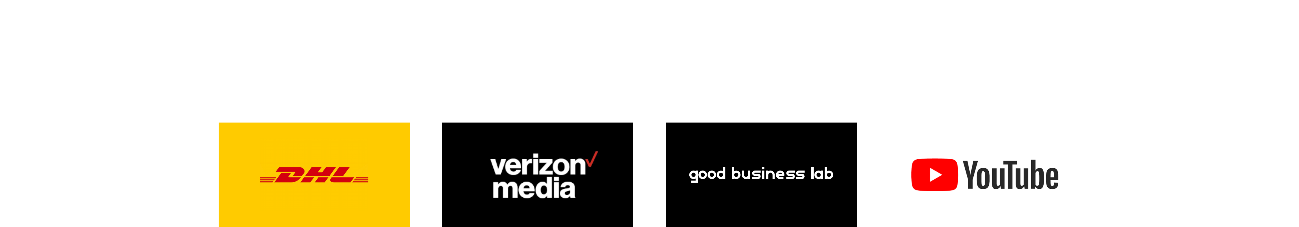 Logos of YouTube, Verizon Media, Good Business Lab, DHL, Clients & Collaborators of TheMindClan.com. Offering Mental Health workshops.